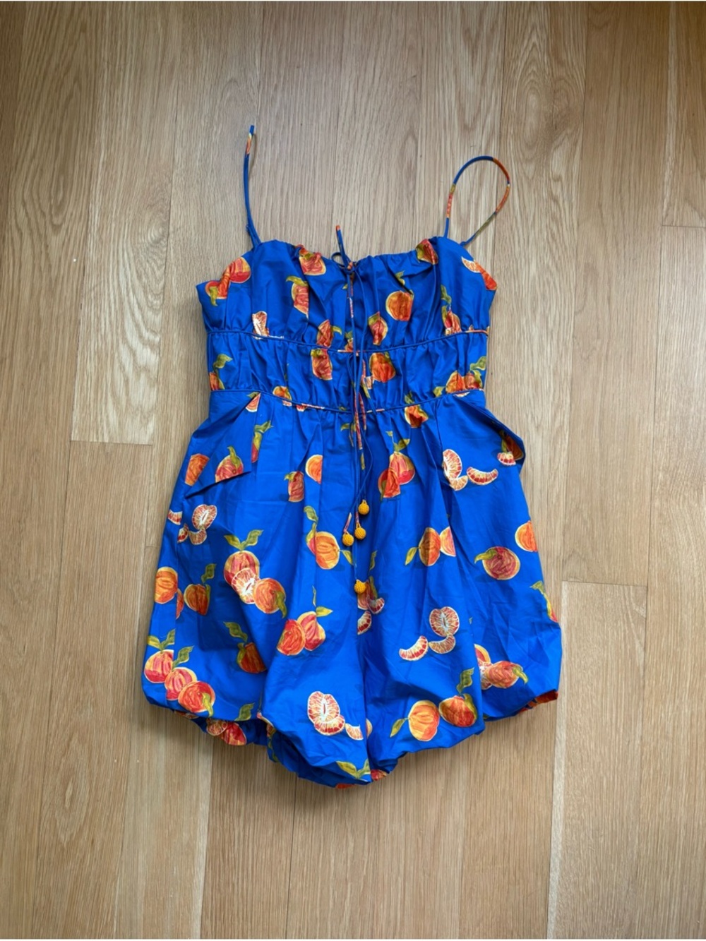 Farm Rio Blue Citrus Print Spaghetti Strap Romper - Picture 3 of 11